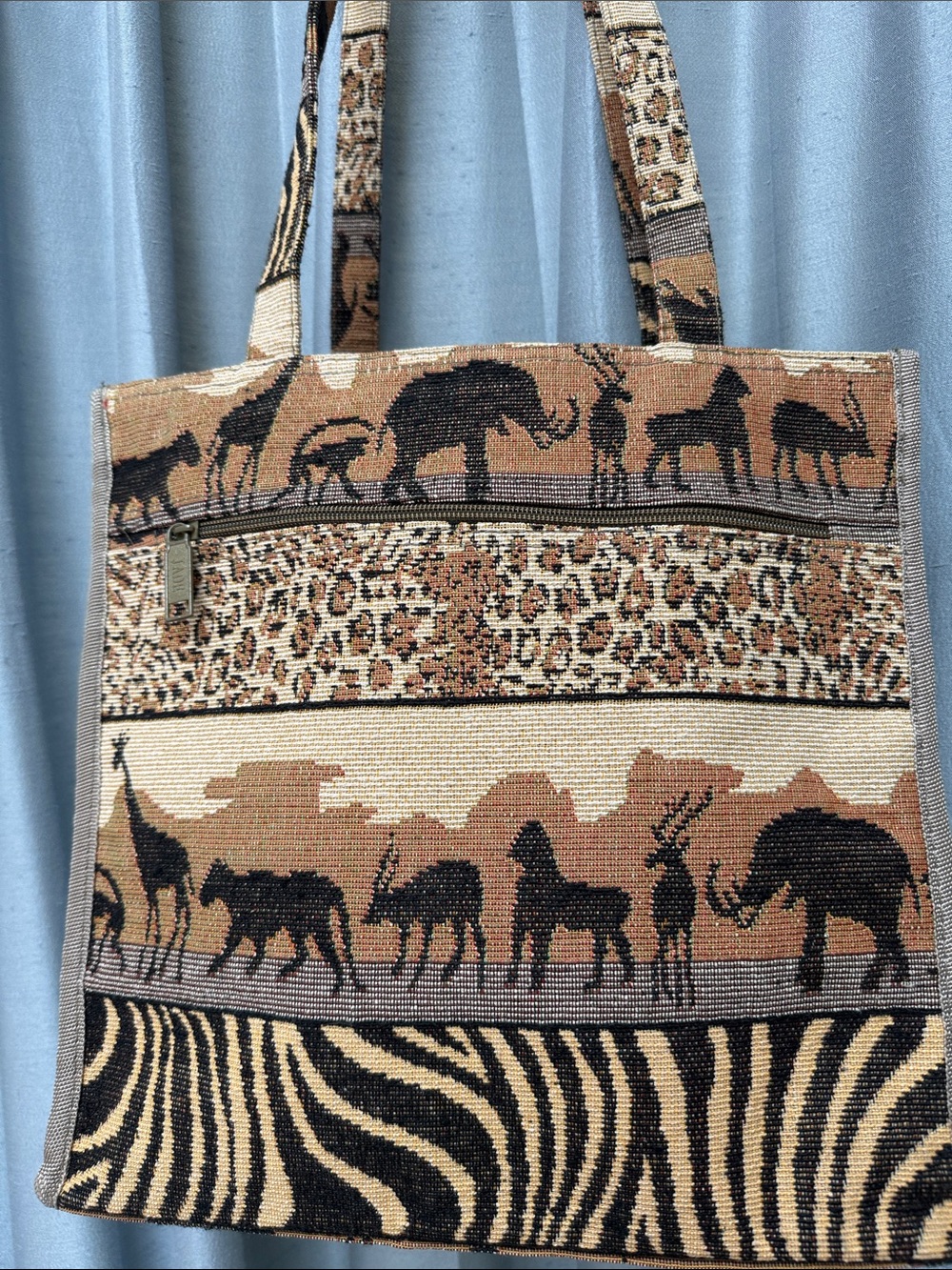 Jade Animal Print Bag 12” x 11 1/4” x 5”
